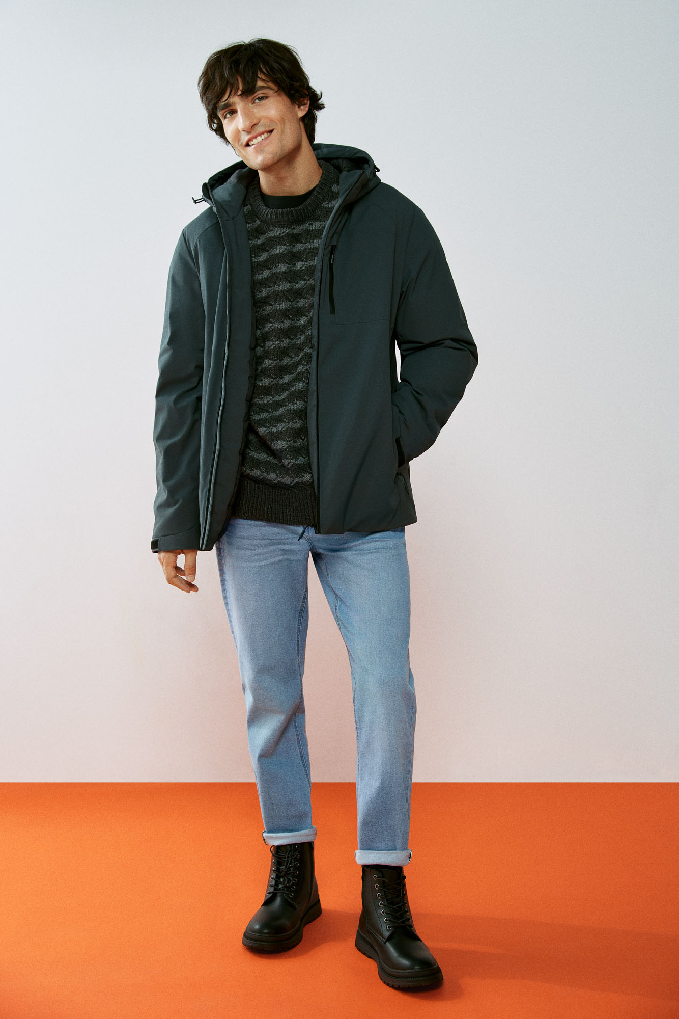 Parka técnica curta acolchoada para meninas