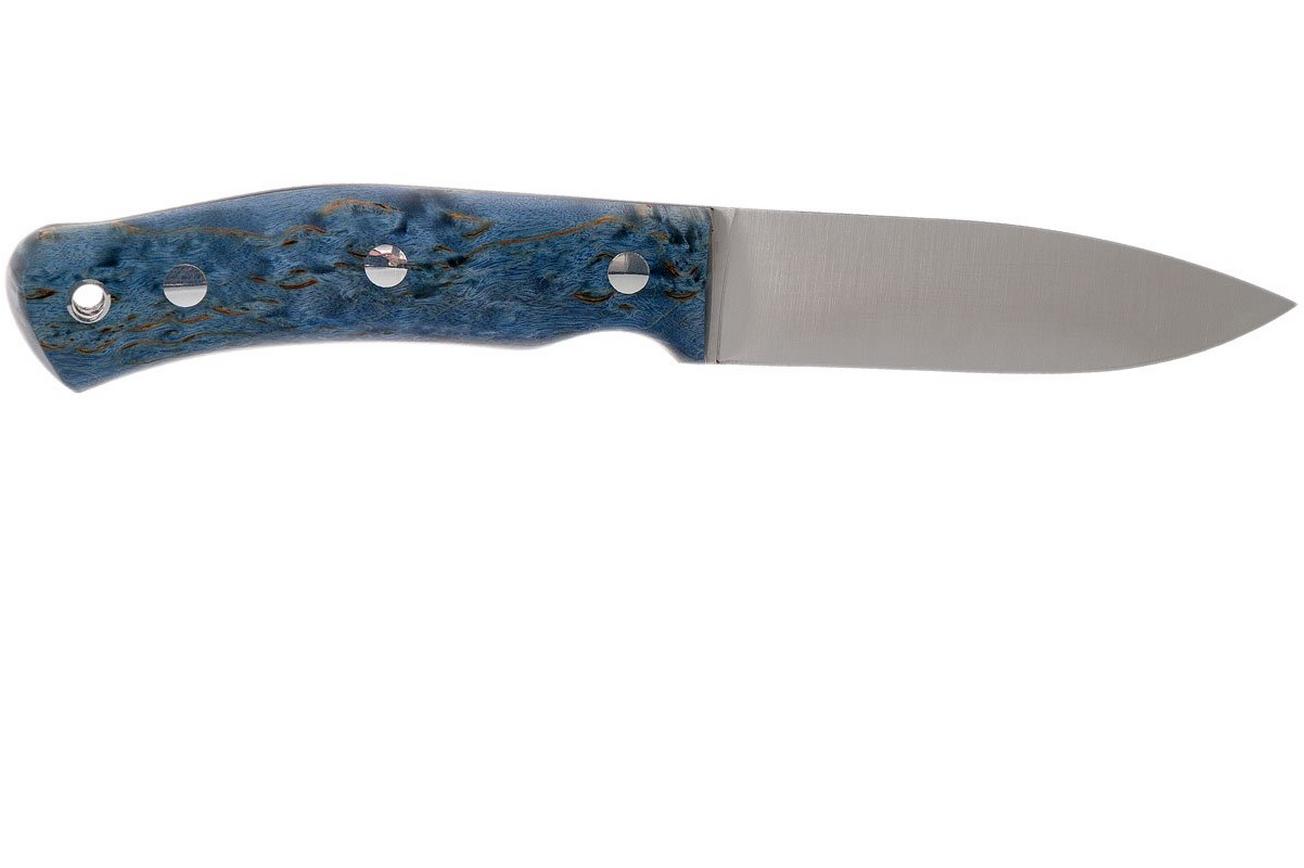 Casström No. 10 Swedish Forest Knife Blue Curly Birch, 14C28N Flat Grind 13119