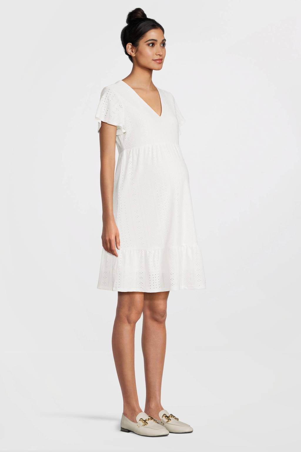 ONLY MATERNITY zwangerschapsjurk OLMSANDRA met volant wit
