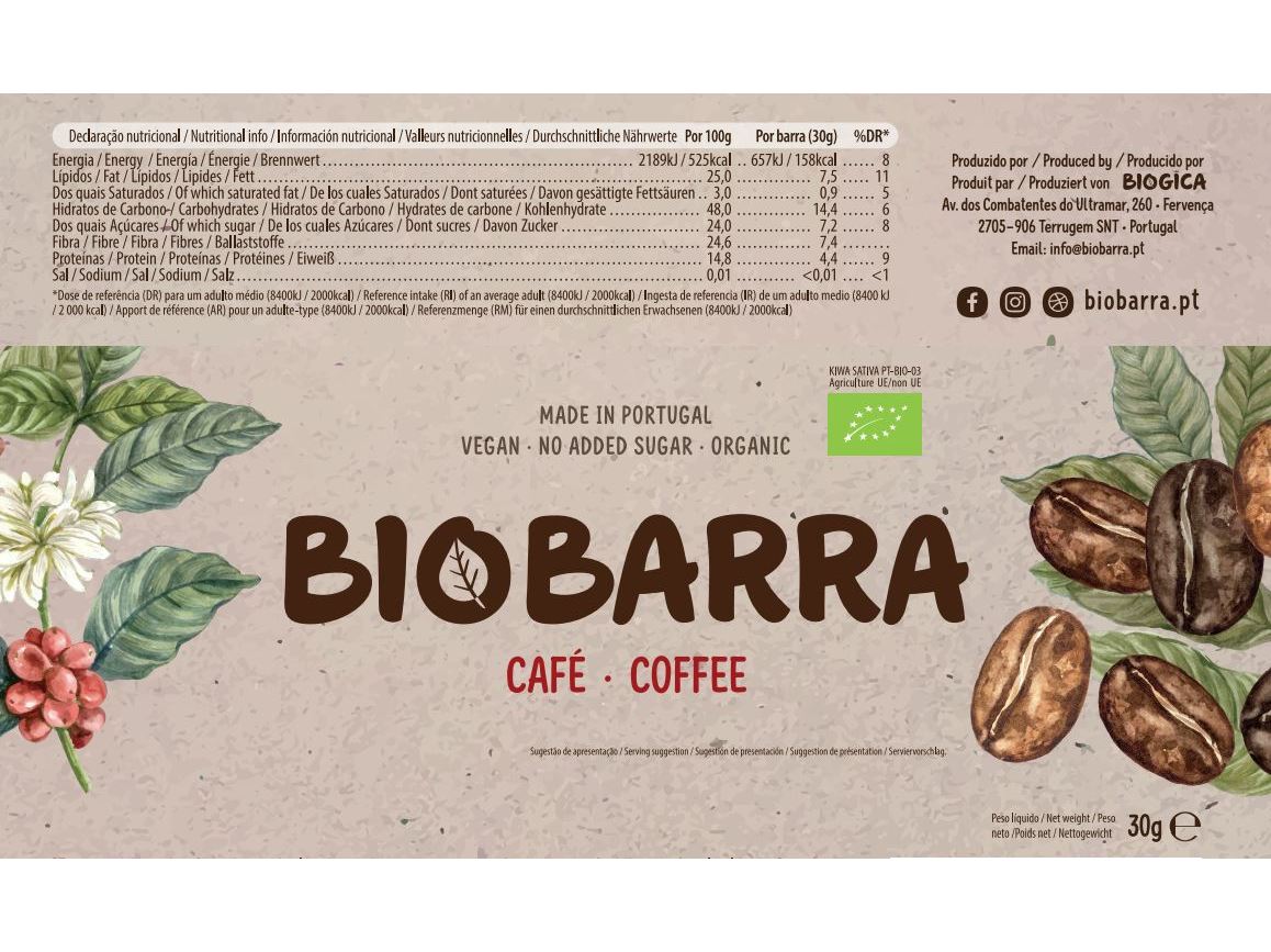 BARRA ENERGÉTICA BIOBARRA S/ GLÚTEN CAFÉ BIO (L) 30G