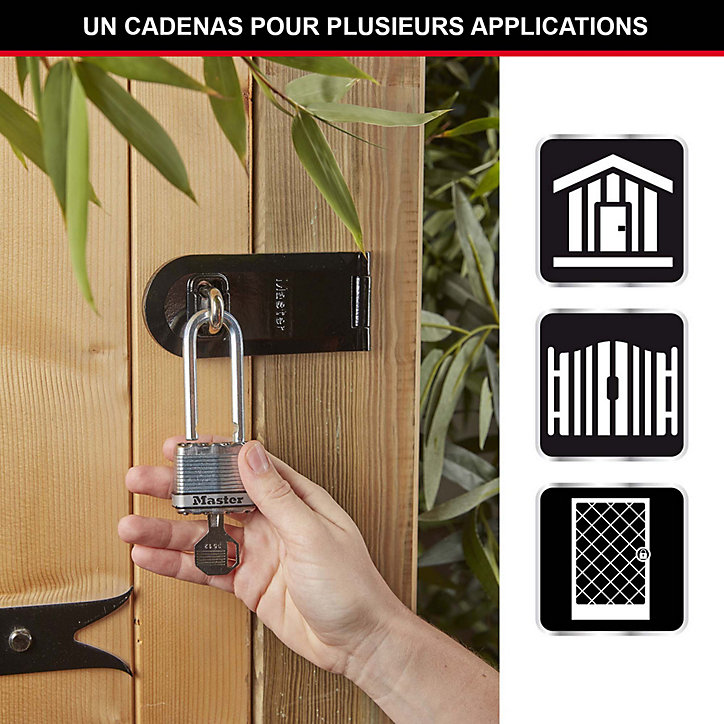 Cadenas à clé Master Lock Excell M1EURDLH acier laminé l.45 mm hauteur de l'anse 51 mm