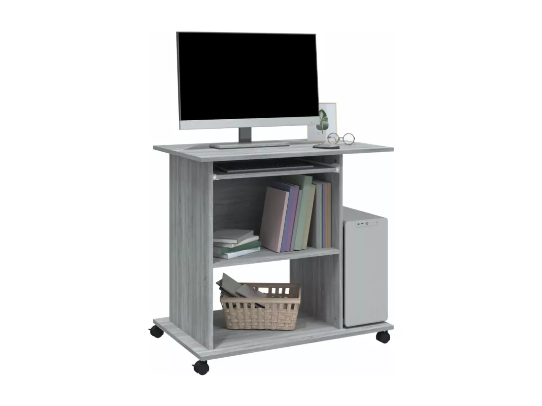Bureau d'ordinateur Sonoma gris 80x50x75 cm Bois d'ingénierie