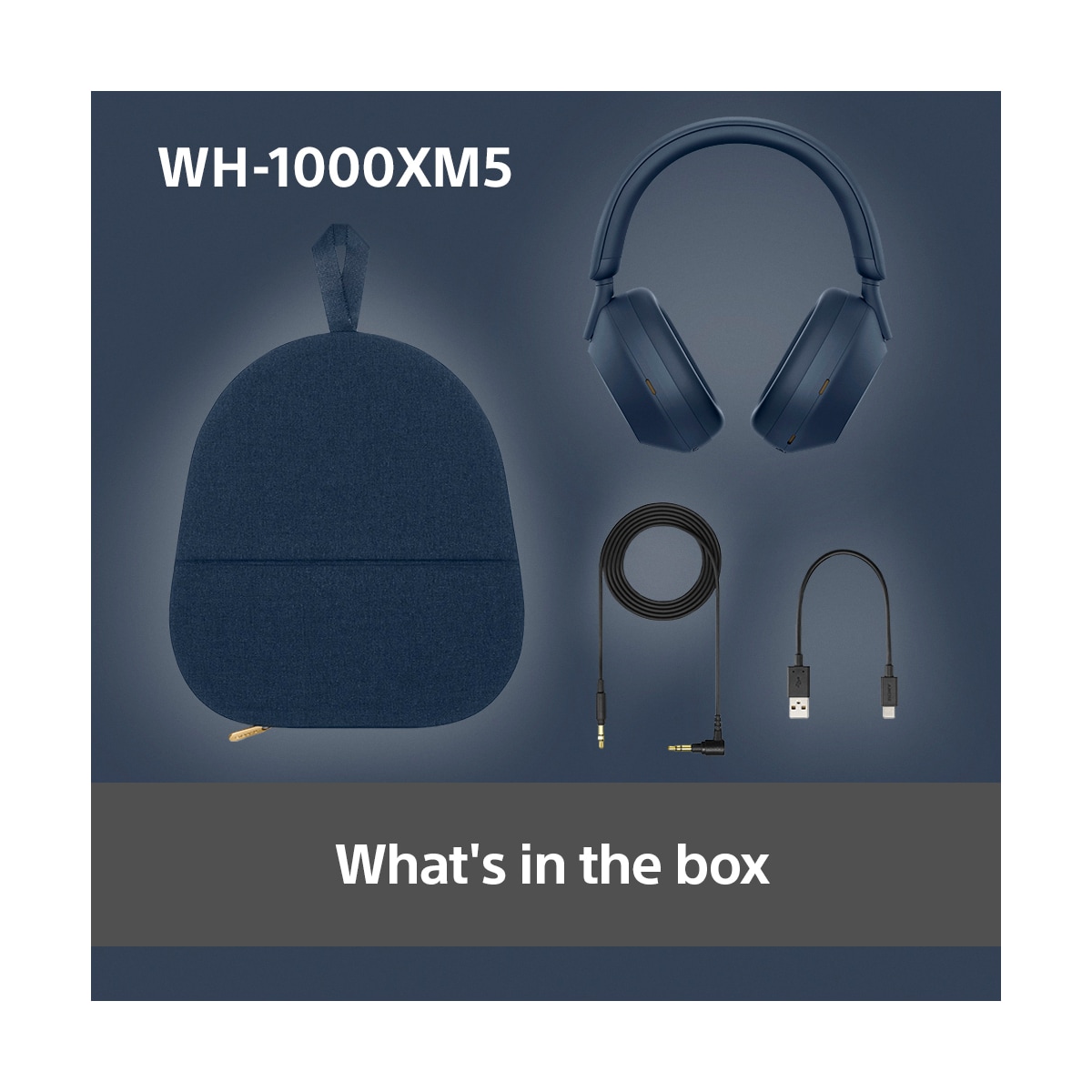 Sony WH-1000XM5 trådløse around-ear hodetelefoner (midnattsblå)