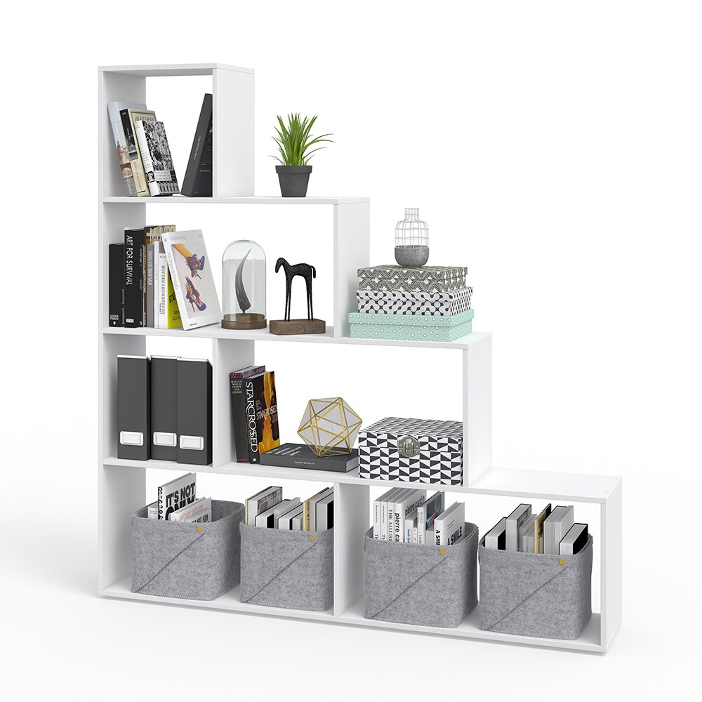 Vicco Treppenregal ASYM Raumteiler weiß Bücherregal Standregal Aktenregal Hochregal Aufbewahrung Regal