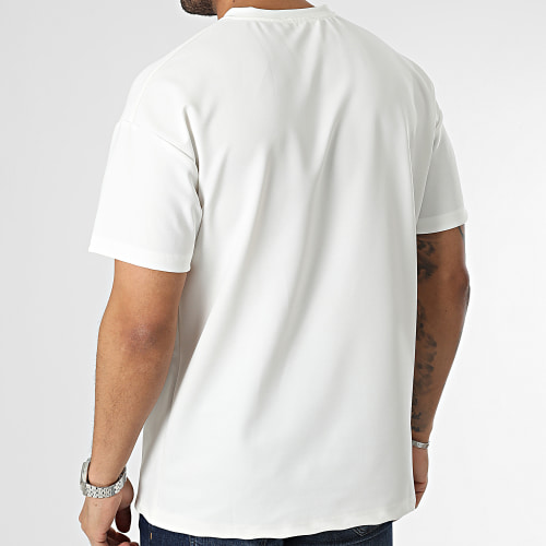 Tee Shirt Oversize Large A Poche Blanc Marron