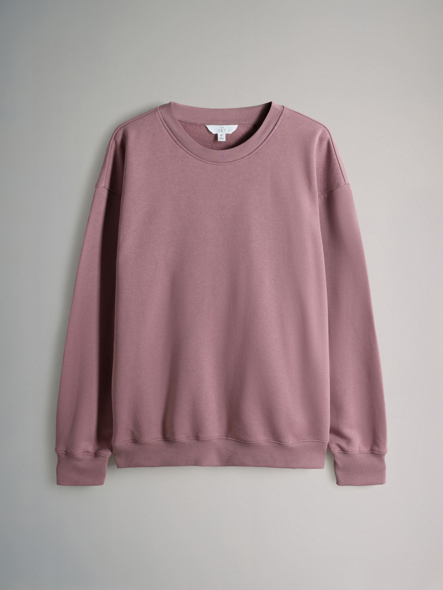 Zwart/bruin/paars/schemerig roze - The Set set van 4 ruimvallende sweatshirts met ronde hals
