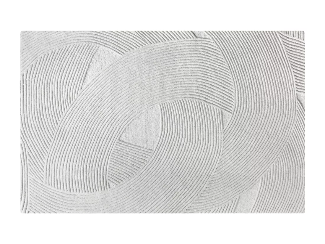 Tapis en relief 100% laine fait à la main - 200 x 290 cm - 2200g/m2 - Ivoire - BASSAM