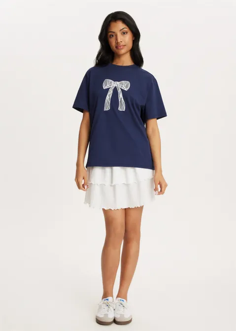 T-shirt met print strik blauw (BLW.D)