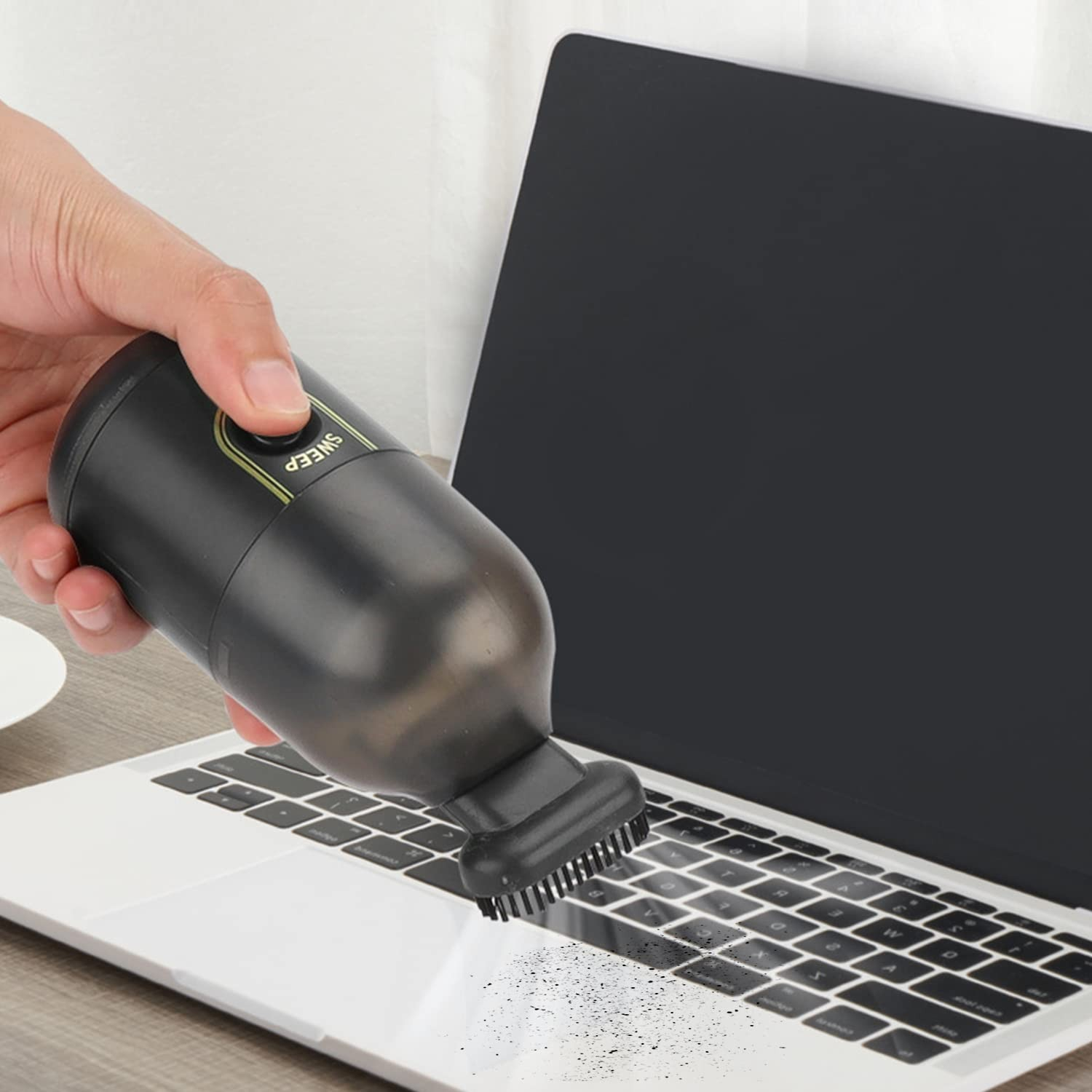 Mini Schreibtisch Staubsauger Akku Hand Sauger Tastatur Reiniger Krümel Entferner - Schwarz