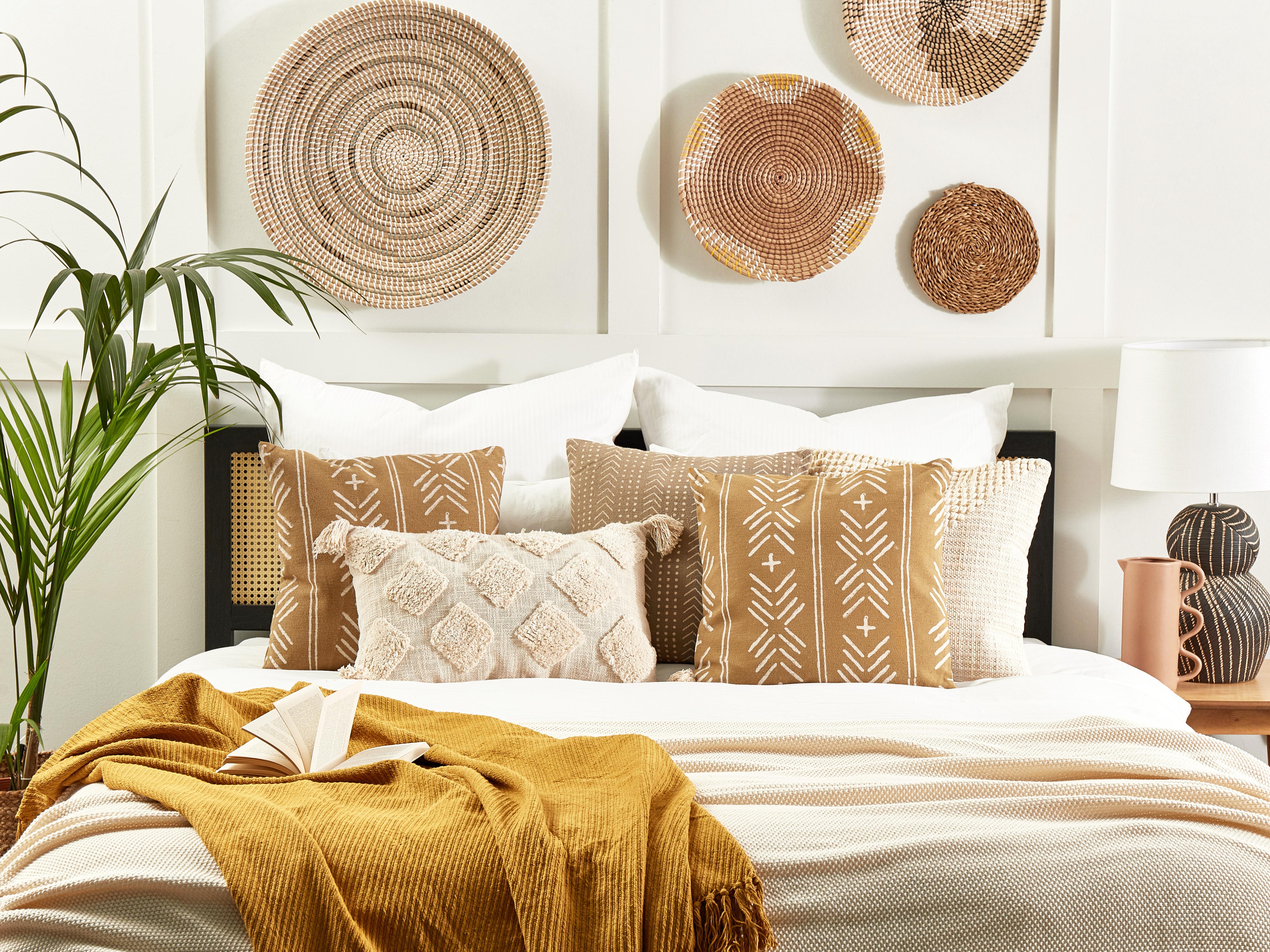 Set van 2 sierkussens BANYAN Katoen 45 x 45 cm Zandbeige geometrisch patroon