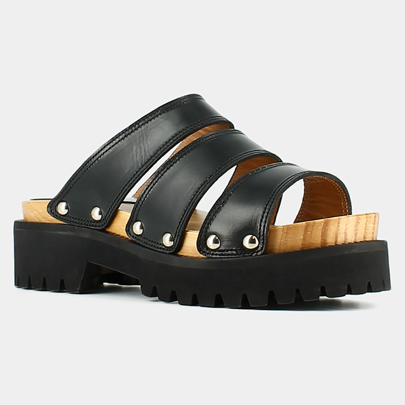 Jonak Mules en Cuir Malcolm noires - Talon 5.5 cm