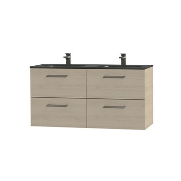 Tiger badkamermeubel Studio 120cm naturel eik/matzwart met ronde RVS greep