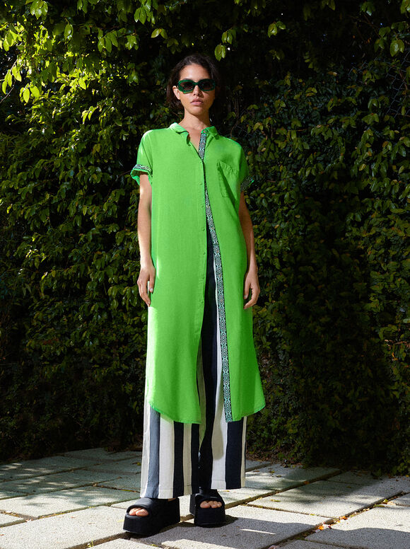 Vestido camisa em lyocell - Verde