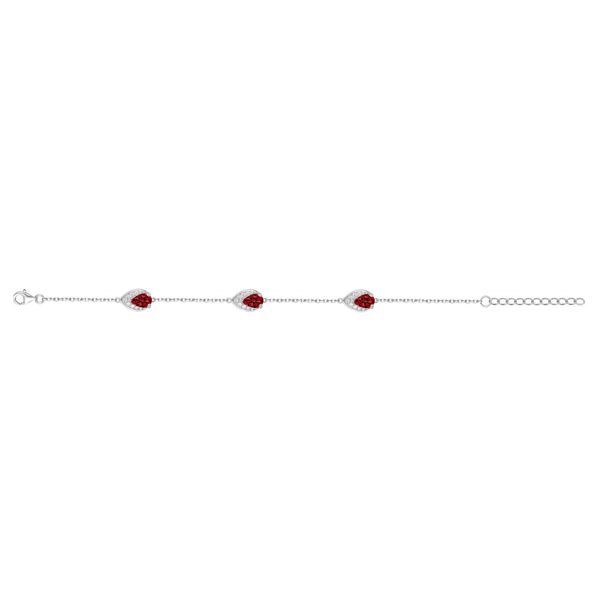 Bracelet souple multi-motifs en Argent avec spinelle rouge rubis