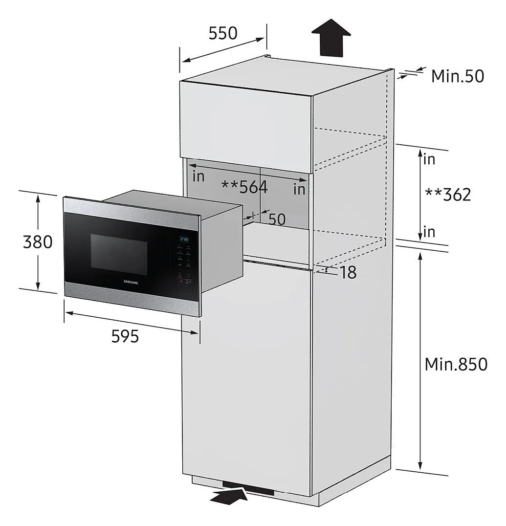 Samsung MS22M8074AT Indbygnings Mikroovn - 22 L