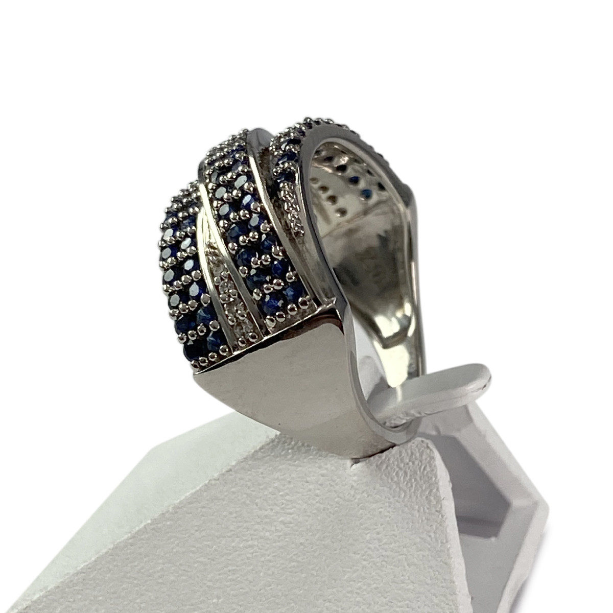 Bague d'occasion or 750 blanc saphir et diamant