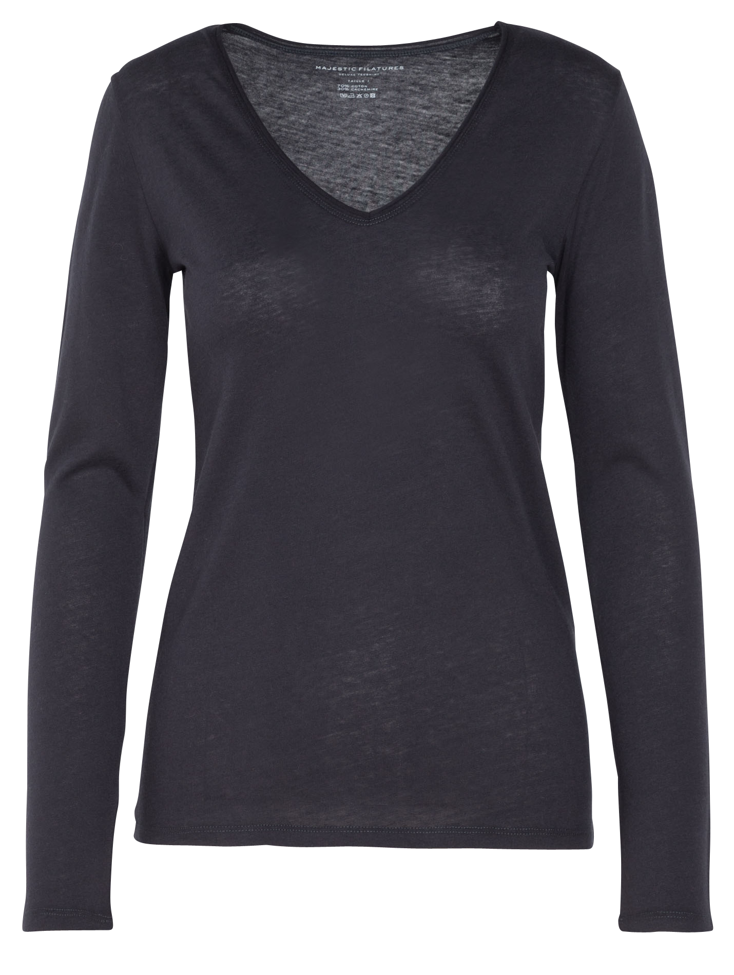 Tee-shirt col V en coton mélangé | Bleu