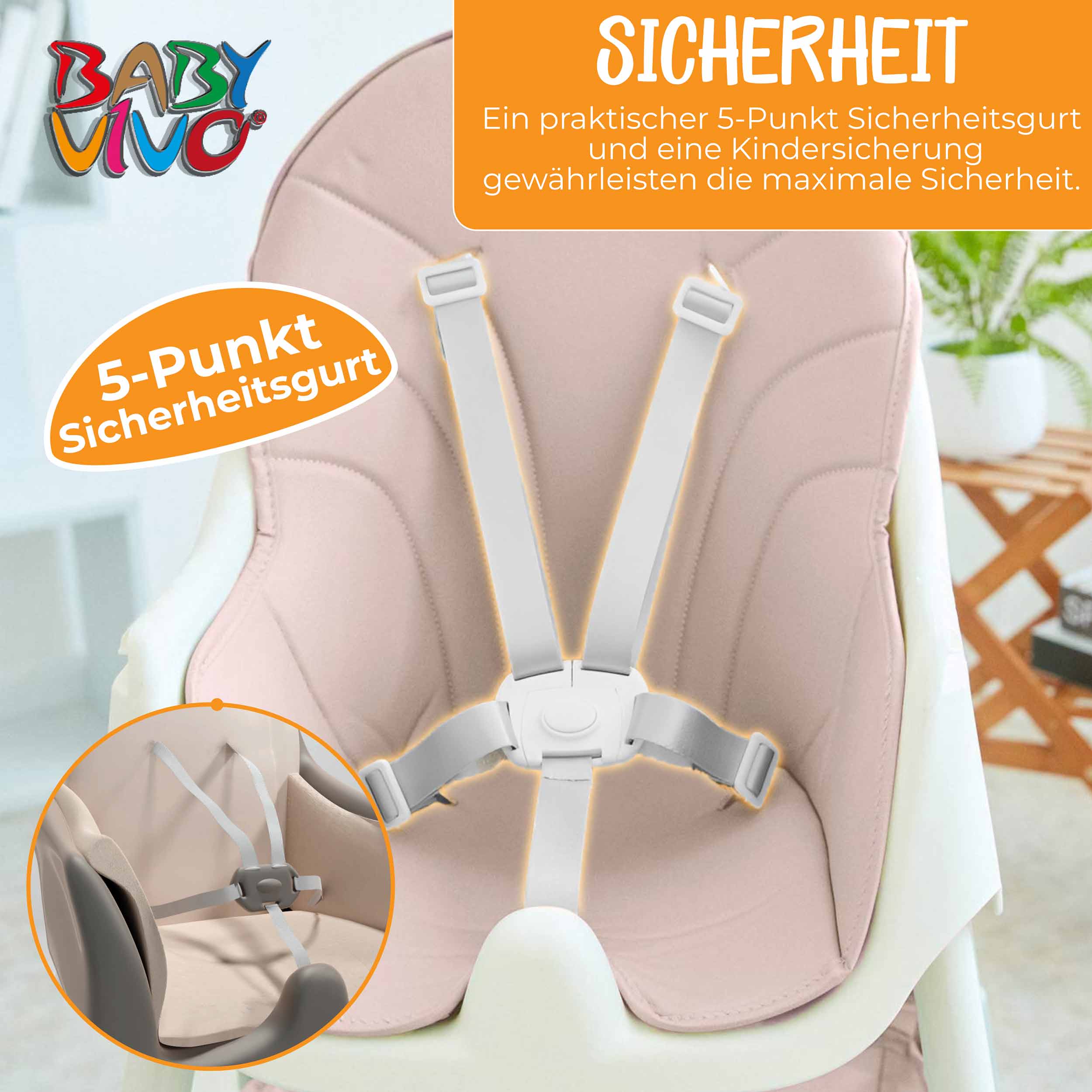 Baby Vivo Design 2in1 Kinderhochstuhl - Oscar in Pink