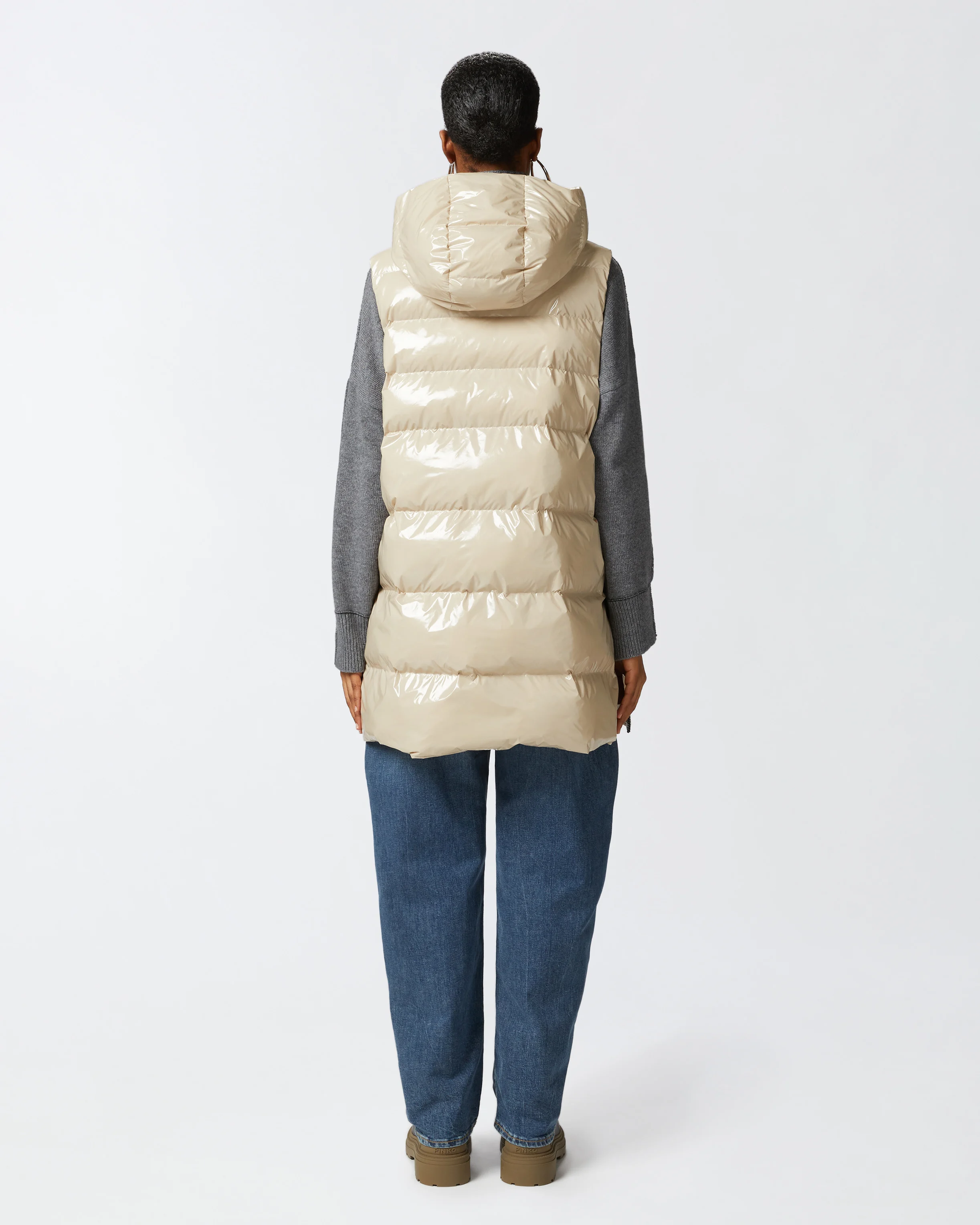 Doudoune sans manches rembourrée à capuche | Beige