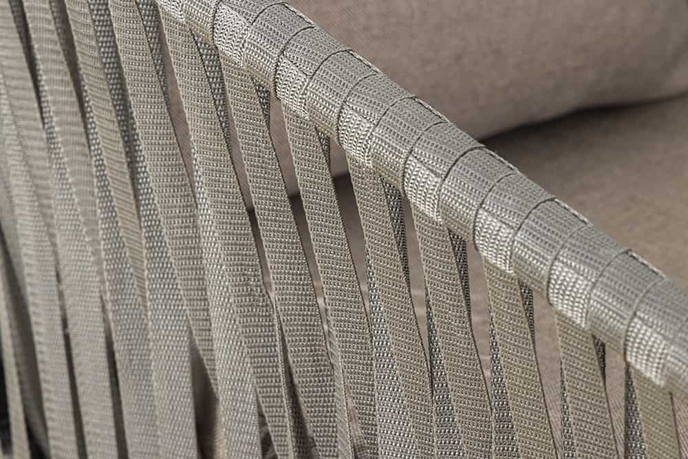 Moderner Stuhl ROPE hell anthrazit Aluminium Gartensessel inkl. Kissen In- und Outdoor