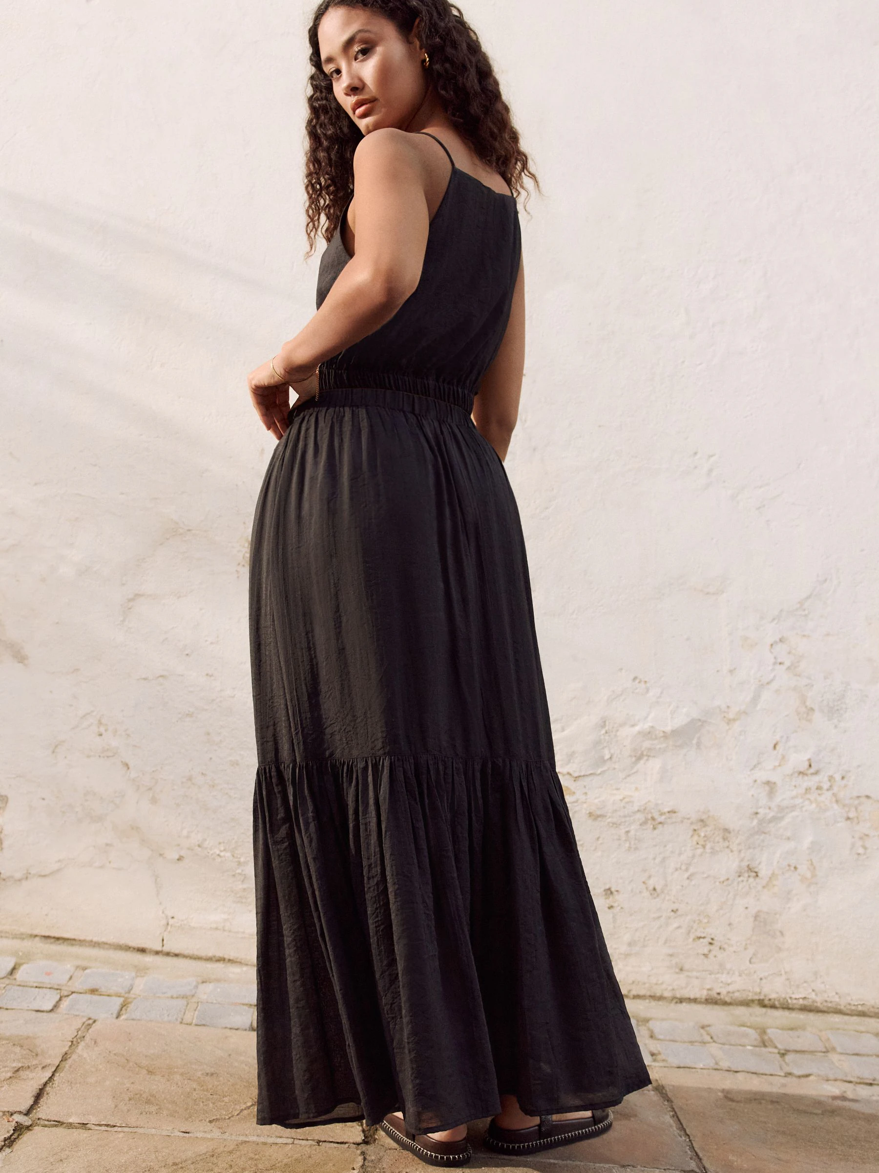 Zwart - Modal Blend Maxi Skirt