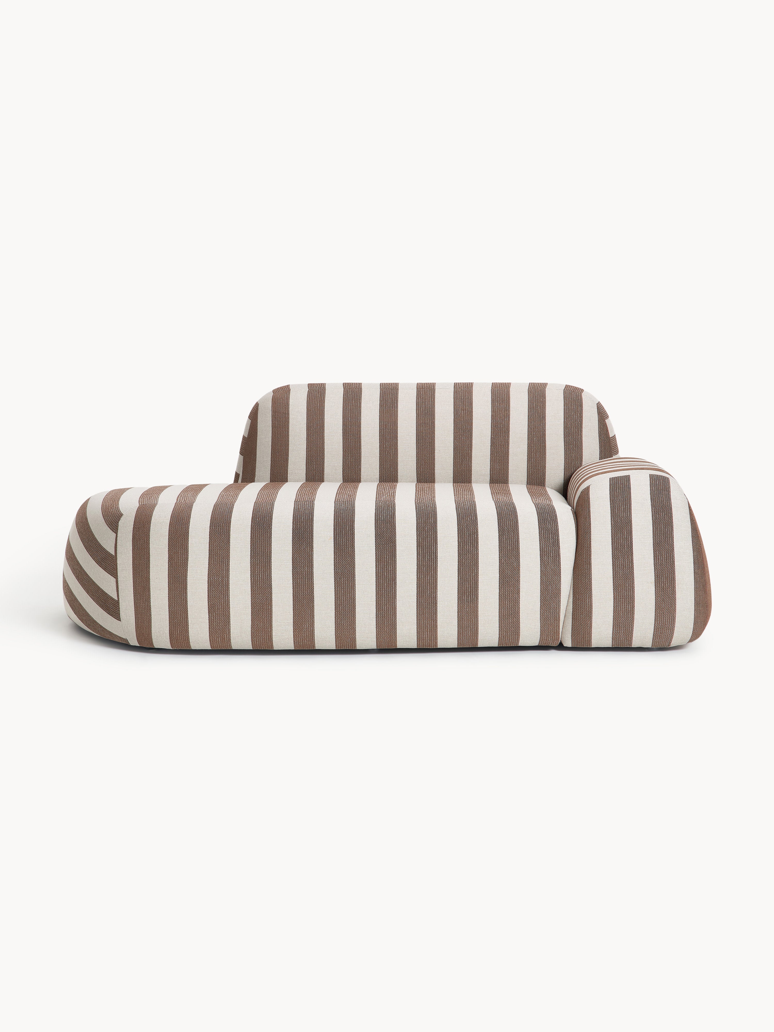 Gestreepte bank Wolke (2-zits) met chaise longue