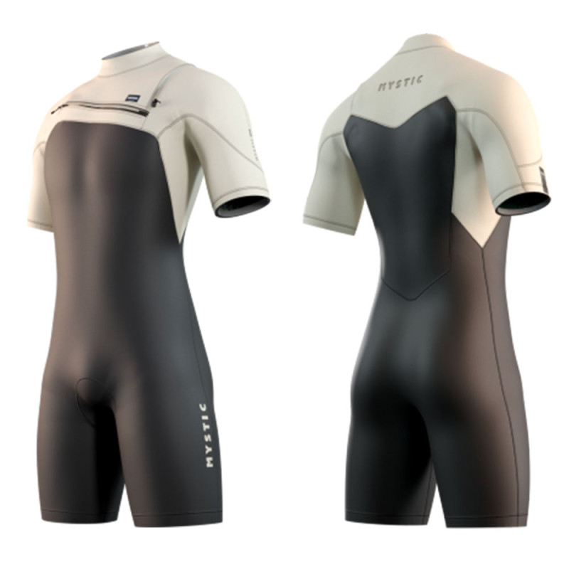 Shorty neoprene mystic motion 3-2 frontzip black sand