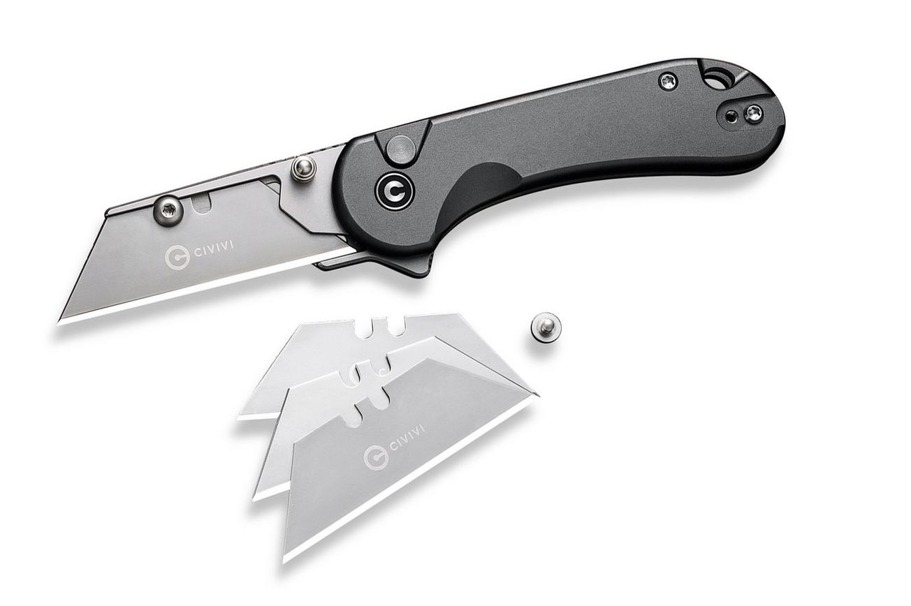 Civivi Elementum Utility C23039B-4 Gray Aluminum, Stonewashed Blade Holder, Plain 6Cr Blade utility zakmes
