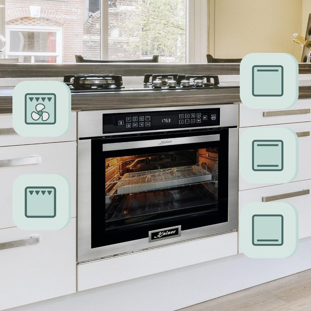 KAISER Backofen-Set Einbaubackofen,Edelstahl,86L 15 Fkt.+ Mikrowellen-Backofen, 45 cm EH 6306 N R+EH 6307 R mit 1-fach-Teleskopauszug