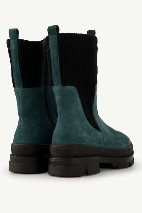 Leder-Boots, Strickeinsatz, Wechselfußbett, Weite H