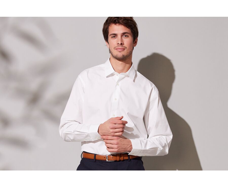Chemise blanche en coton double fil - ALBERT CLASSIC