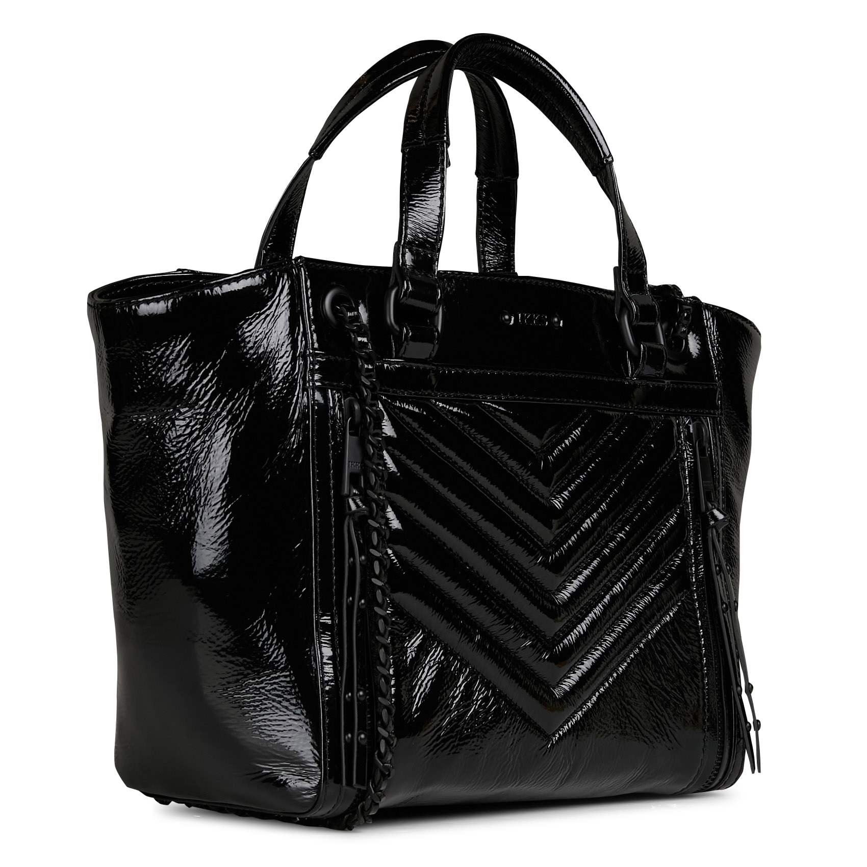 1440 - Sac porté épaule en cuir vernis | Noir