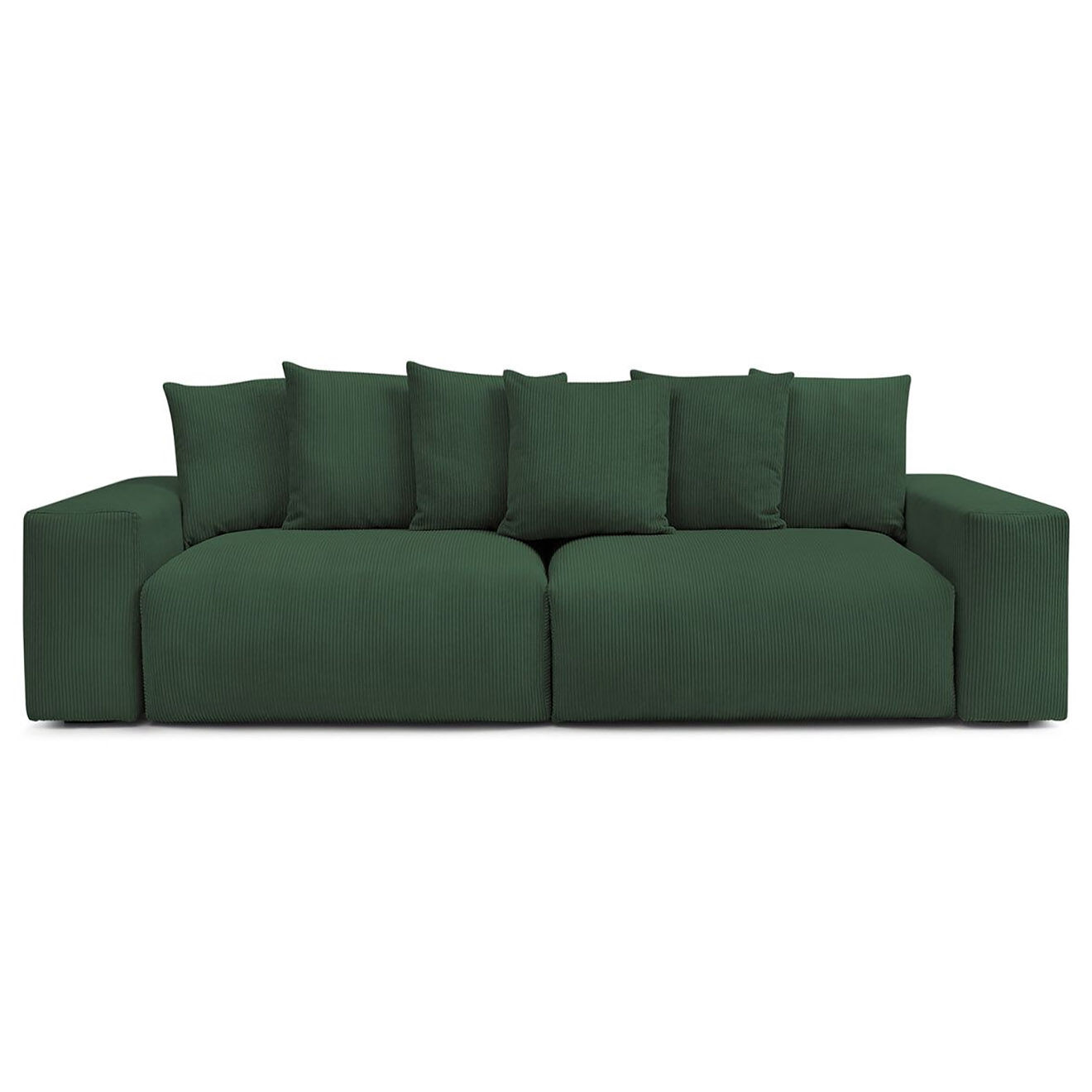 Bobochic Canapé 4 places moelleux voltaire velours côtelé vert - 320x124x75 cm