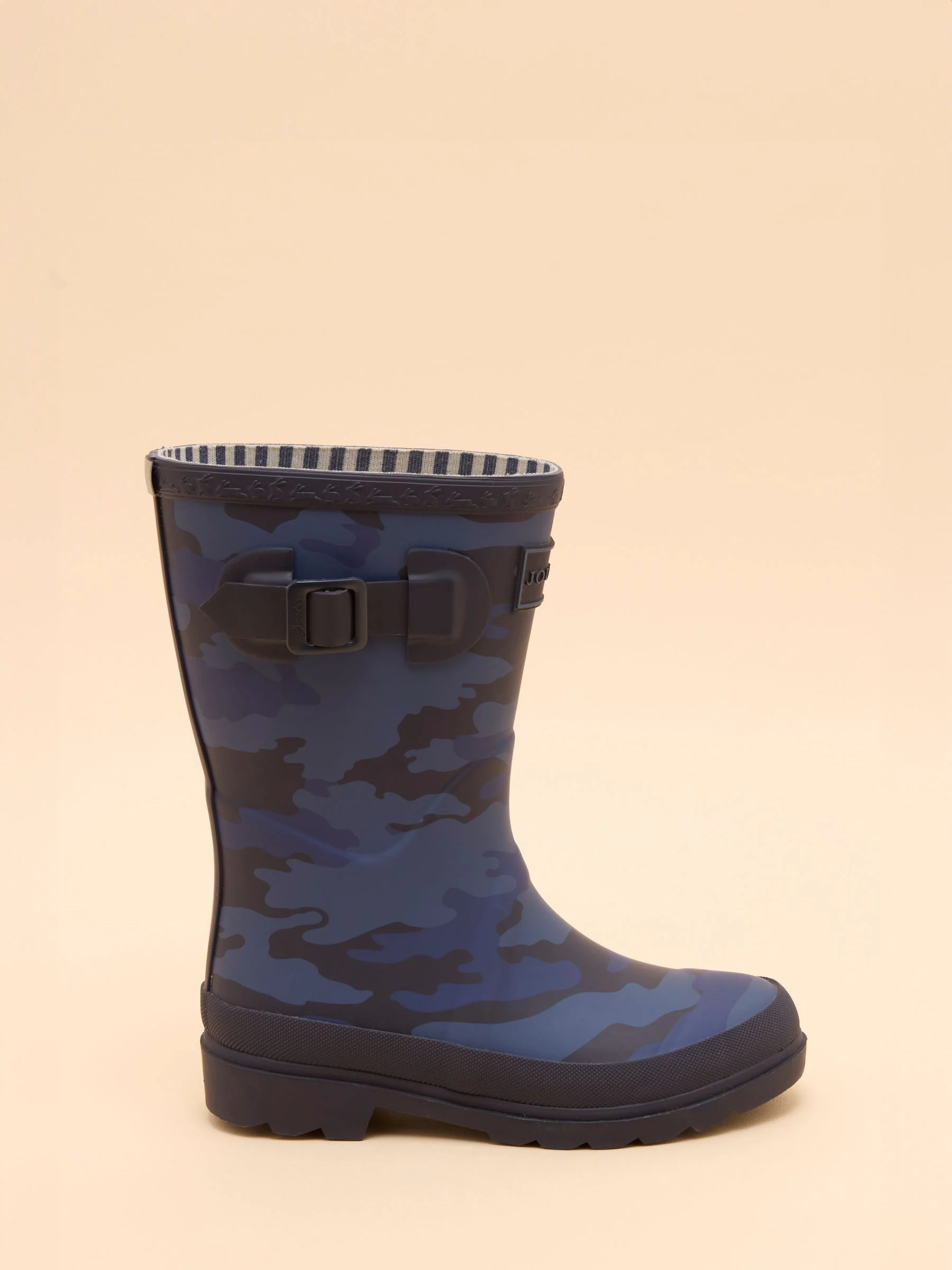 Marineblauw met camouflage - Joules kinderregenlaarzen met print