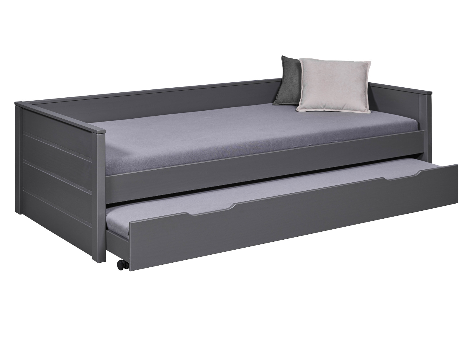 Funktionsbett DREAM - grau - Massivholz - 2x 90x200 cm