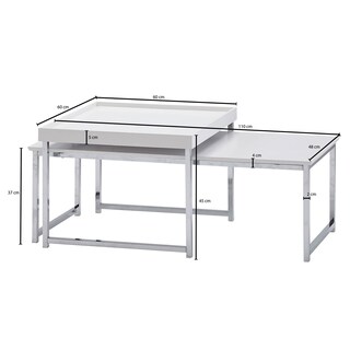 Couchtisch 2er Set Silberfarbig/Weiß