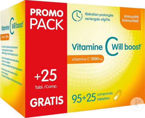Will-Pharma Vitamine C Will Boost Libération Prolongée 95+25 Comprimés Promo