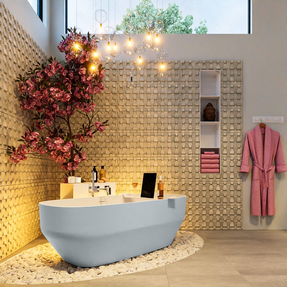 Mondiaz Stone vrijstaand bad 170x75cm kleur clay/talc