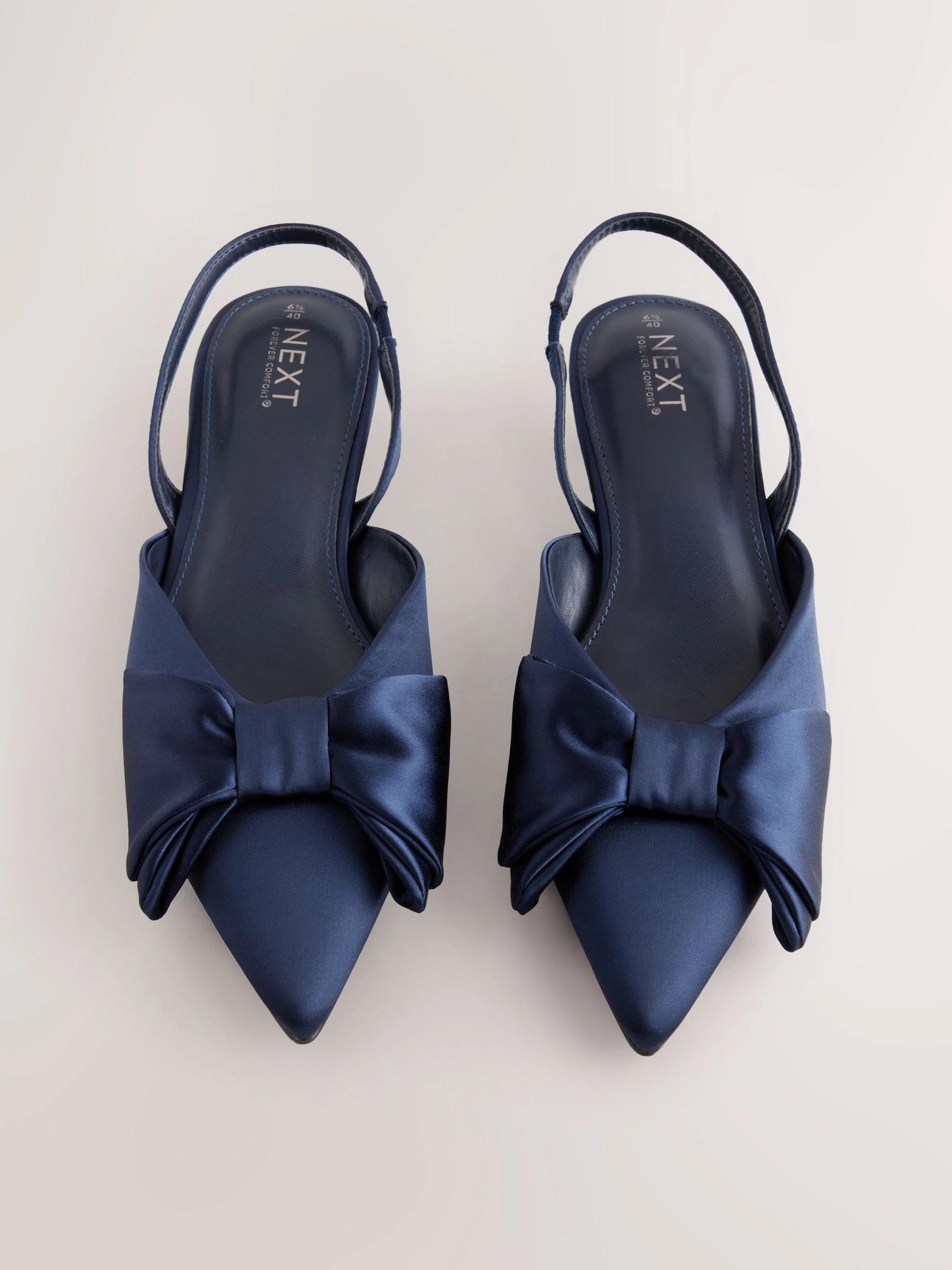 Marineblauw - Punt Toe Strik Slingback Naaldhak Schoenen