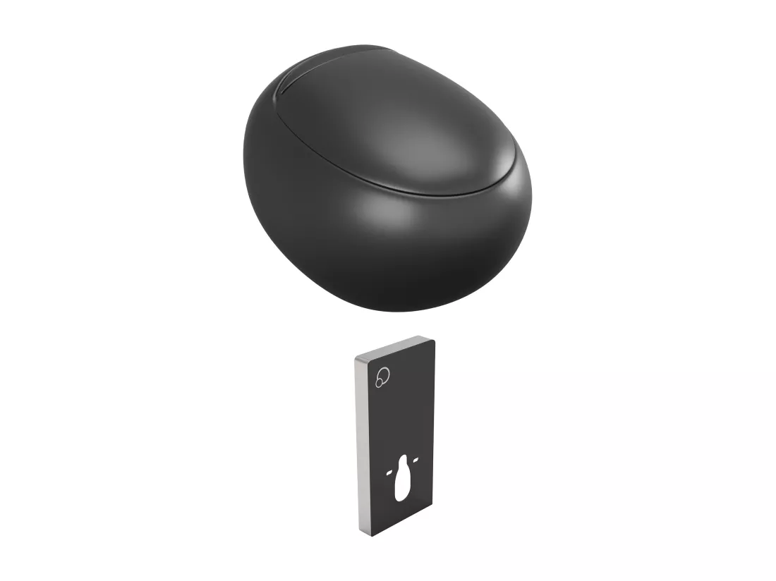 Pack WC suspendu en céramique noir mat avec bâti-support décoratif - HURO II