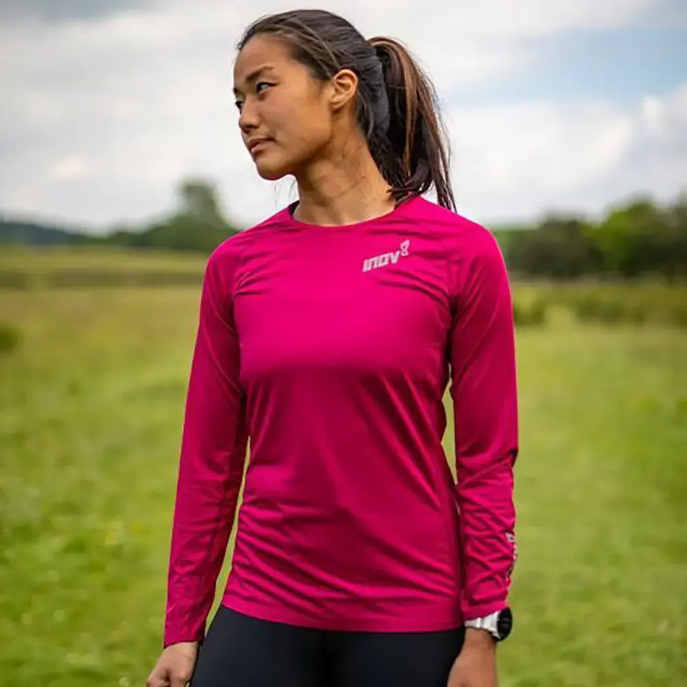 Inov-8 Base Hardloopshirt Lange Mouwen Roze Dames