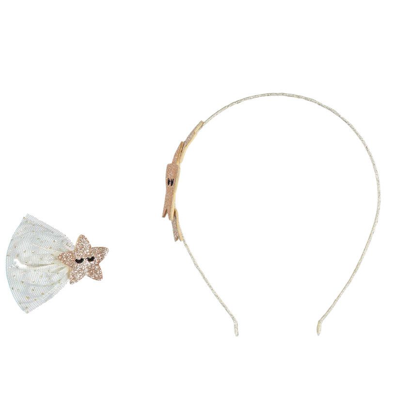 Lot de barrette et serre-tête étoiles pour enfant fille - Jaune