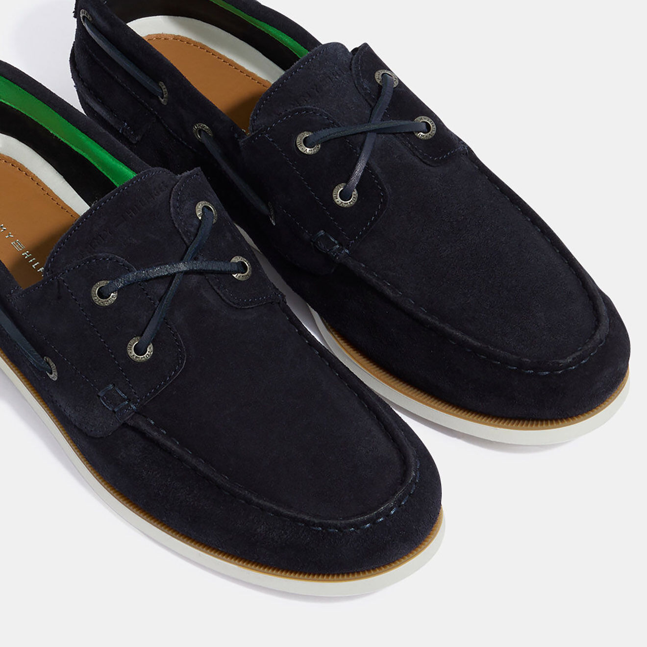 Tommy Hilfiger Chaussures bateau en Velours de Cuir Core bleu marine