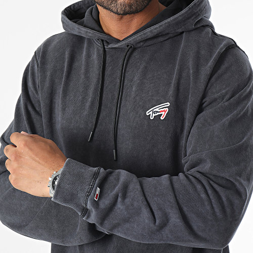 Sweat Capuche Regular Washed Signature 7912 Gris Anthracite