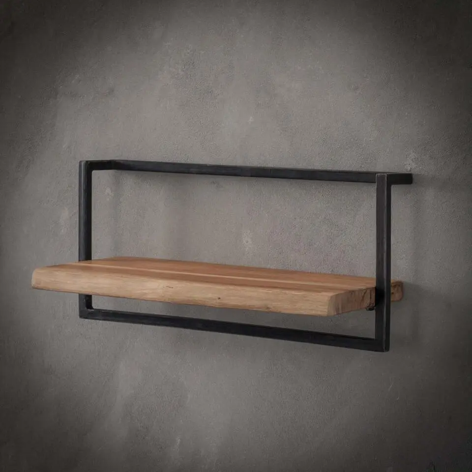 Wandplank Edge 65x25x30cm - Acaciahout & Metaal