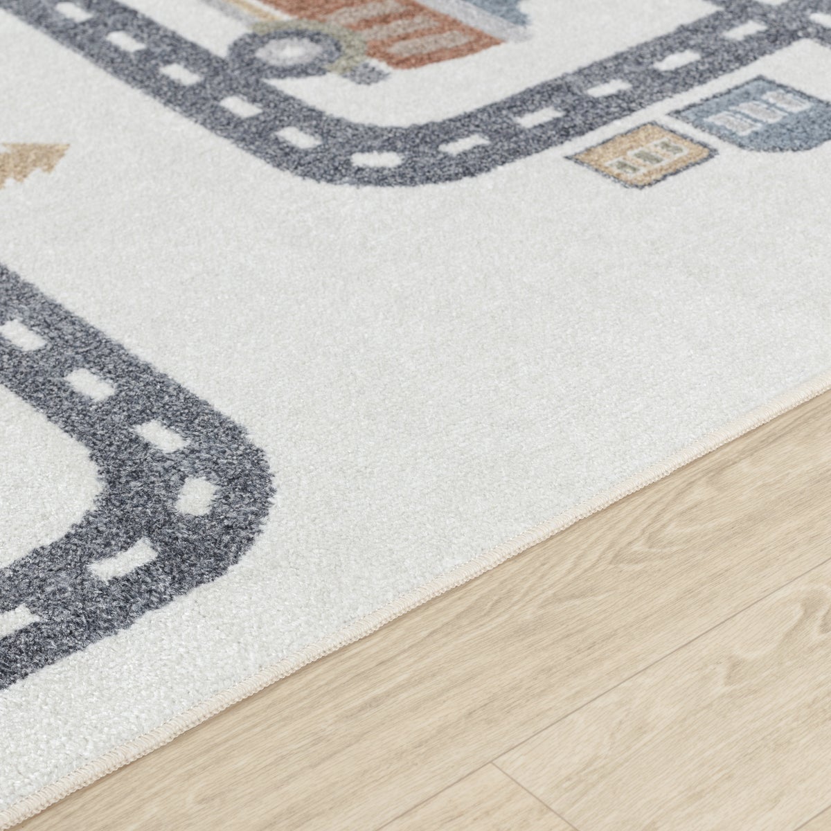 Machinewasbaar kinderkleed, racebaan, beige/grijs, 80x150 cm, VROOMVILLE