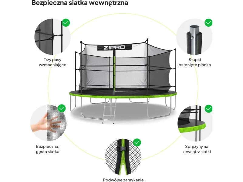 Zipro Trampolin med indendørs net 14FT 435cm   skopose