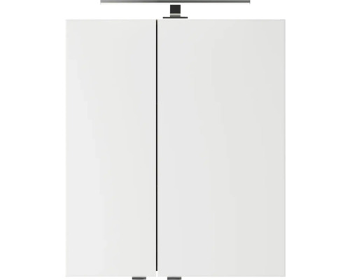 3-delige badkamermeubelset Pelipal serie 4035 BxHxD 60 x 200 x 45 cm, frontkleur eiken riviera, met keramische wastafel in wit en keramische wastafelkast, wastafelmeubel, spiegelkast met LED-verlichting, greep chroom hoogglans 40350600111470