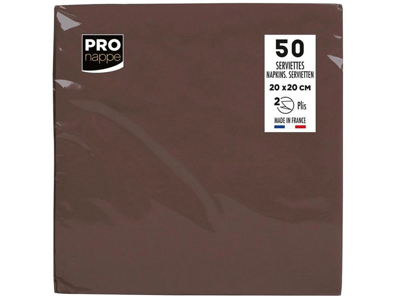 PRO nappe Papierservietten Schoko 20 cm x 20 cm, 50 Stück Packung mit 50 Cocktail-Servietten