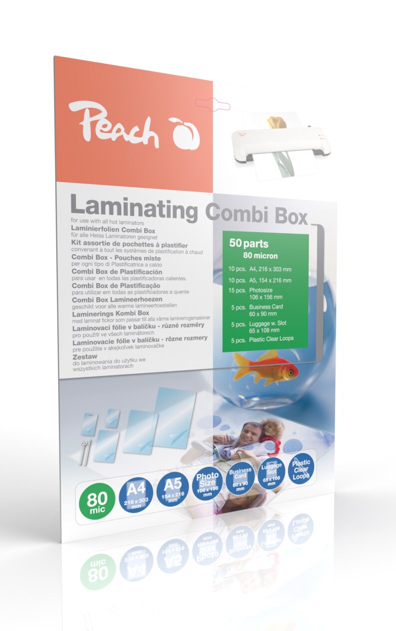 Peach 50 x Laminierfolien, 80mic, versch. Grössen